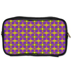 Purple Yellow Swirl Pattern Toiletries Bags by BrightVibesDesign