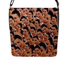 Crying Kim Kardashian Flap Messenger Bag (l)  by Valentinaart