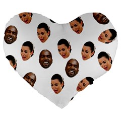 Crying Kim Kardashian Large 19  Premium Flano Heart Shape Cushions by Valentinaart