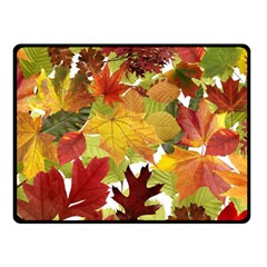 Autumn Fall Leaves Fleece Blanket (small) by LoolyElzayat