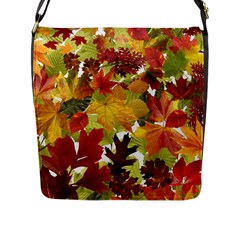 Autumn Fall Leaves Flap Messenger Bag (l)  by LoolyElzayat