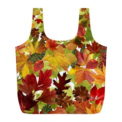 Autumn Fall Leaves Full Print Recycle Bags (l)  by LoolyElzayat