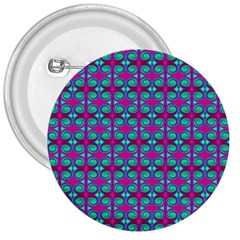 Pink Green Turquoise Swirl Pattern 3  Buttons by BrightVibesDesign