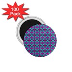 Pink Green Turquoise Swirl Pattern 1.75  Magnets (100 pack)  Front