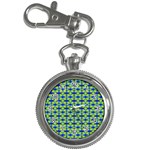 Blue Yellow Green Swirl Pattern Key Chain Watches Front