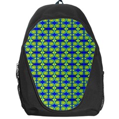 Blue Yellow Green Swirl Pattern Backpack Bag by BrightVibesDesign