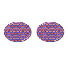 Blue Orange Yellow Swirl Pattern Cufflinks (oval) by BrightVibesDesign