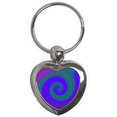 Swirl Green Blue Abstract Key Chains (heart)  by BrightVibesDesign