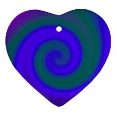 Swirl Green Blue Abstract Heart Ornament (two Sides)