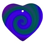 Swirl Green Blue Abstract Heart Ornament (Two Sides) Front