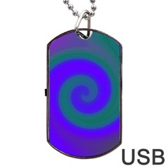 Swirl Green Blue Abstract Dog Tag Usb Flash (two Sides) by BrightVibesDesign