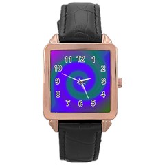 Swirl Green Blue Abstract Rose Gold Leather Watch  by BrightVibesDesign