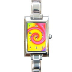 Swirl Yellow Pink Abstract Rectangle Italian Charm Watch by BrightVibesDesign