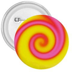 Swirl Yellow Pink Abstract 3  Buttons by BrightVibesDesign