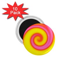 Swirl Yellow Pink Abstract 1 75  Magnets (10 Pack)  by BrightVibesDesign