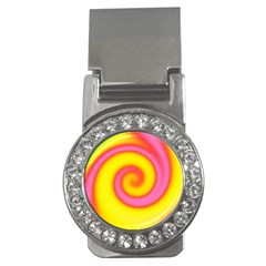 Swirl Yellow Pink Abstract Money Clips (cz)  by BrightVibesDesign