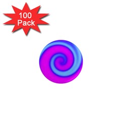 Swirl Pink Turquoise Abstract 1  Mini Magnets (100 pack) 