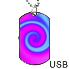 Swirl Pink Turquoise Abstract Dog Tag USB Flash (One Side)