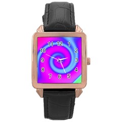 Swirl Pink Turquoise Abstract Rose Gold Leather Watch 