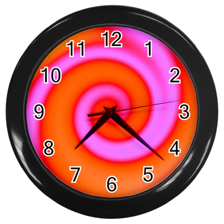 Swirl Orange Pink Abstract Wall Clocks (Black)