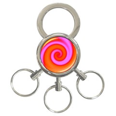 Swirl Orange Pink Abstract 3-ring Key Chains by BrightVibesDesign