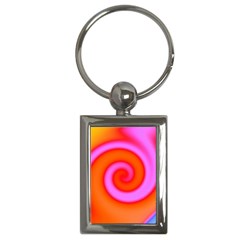 Swirl Orange Pink Abstract Key Chains (rectangle)  by BrightVibesDesign