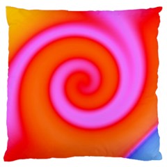 Swirl Orange Pink Abstract Large Cushion Case (one Side) by BrightVibesDesign