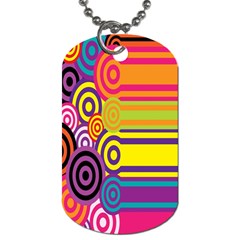 Retro Circles And Stripes 60s Dog Tag (One Side)