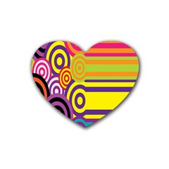 Retro Circles And Stripes 60s Heart Coaster (4 pack) 