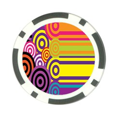 Retro Circles And Stripes 60s Poker Chip Card Guard