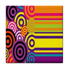 Retro Circles And Stripes 60s Face Towel