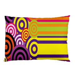 Retro Circles And Stripes 60s Pillow Case