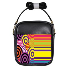 Retro Circles And Stripes 60s Girls Sling Bags