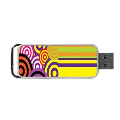 Retro Circles And Stripes 60s Portable USB Flash (One Side)