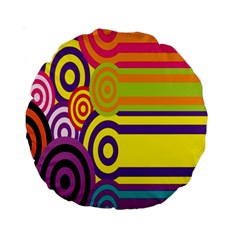 Retro Circles And Stripes 60s Standard 15  Premium Round Cushions