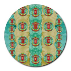 Peace Will Be In Fantasy Flowers With Love Round Mousepads by pepitasart