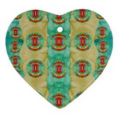 Peace Will Be In Fantasy Flowers With Love Heart Ornament (two Sides) by pepitasart