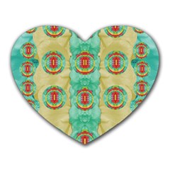 Peace Will Be In Fantasy Flowers With Love Heart Mousepads by pepitasart