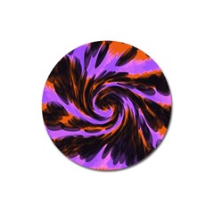 Swirl Black Purple Orange Magnet 3  (round)