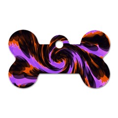 Swirl Black Purple Orange Dog Tag Bone (one Side)