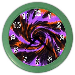Swirl Black Purple Orange Color Wall Clocks by BrightVibesDesign