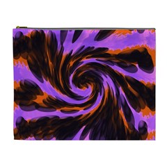 Swirl Black Purple Orange Cosmetic Bag (xl) by BrightVibesDesign