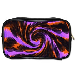 Swirl Black Purple Orange Toiletries Bags by BrightVibesDesign