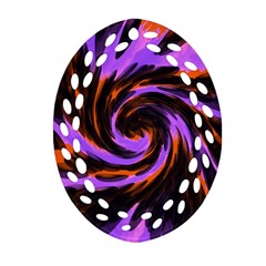 Swirl Black Purple Orange Oval Filigree Ornament (two Sides) by BrightVibesDesign