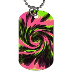 Swirl Black Pink Green Dog Tag (two Sides) by BrightVibesDesign