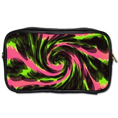 Swirl Black Pink Green Toiletries Bags by BrightVibesDesign