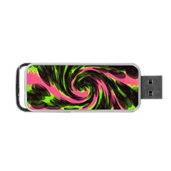 Swirl Black Pink Green Portable Usb Flash (two Sides) by BrightVibesDesign