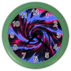 Swirl Black Blue Pink Color Wall Clocks by BrightVibesDesign