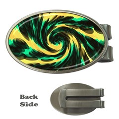 Swirl Black Yellow Green Money Clips (oval)  by BrightVibesDesign