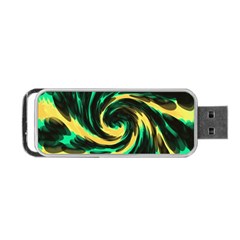 Swirl Black Yellow Green Portable Usb Flash (one Side) by BrightVibesDesign